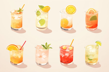 Refreshing cold summer cocktails, soft artworkの素材