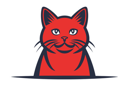 Red cat vector illustration, creative branding and pet themed projects. Pets care.のイラスト素材