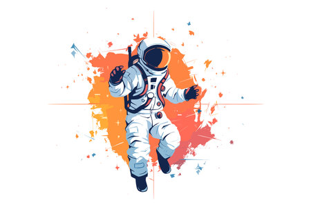 Astronaut in space, abstract colorful background. Flat vector illustration.のイラスト素材