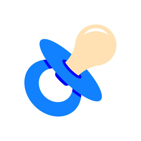 Child pacifier blue colored vector illustration. Toddler symbol. Baby dummy, soother or teether,...