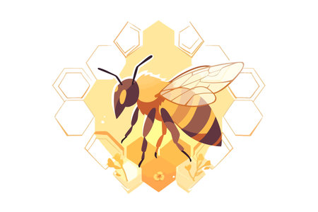 Honey Bee with Honeycomb Backgroundのイラスト素材