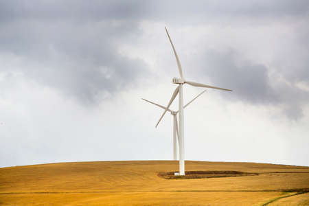 Wind power farm installation in South Africa generating electricityの写真素材