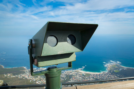 Public coin operated binoculours on Table Mountain, South Africaの写真素材