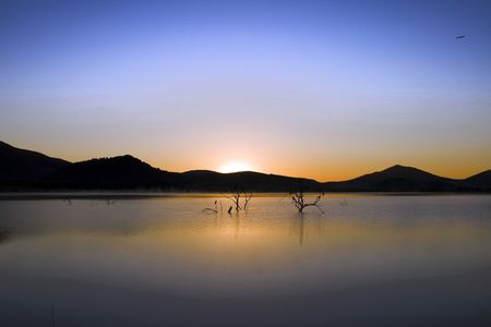 Africa Sunrise Blue Skyの写真素材