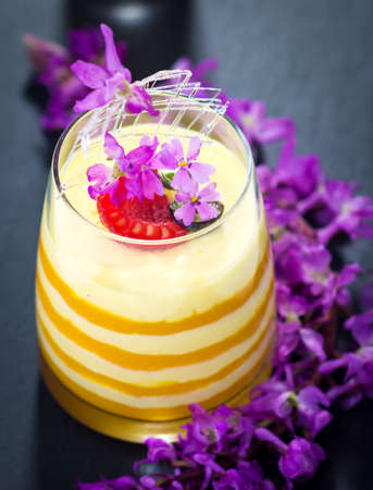 Yogurt Parfait with passion fruit puree 