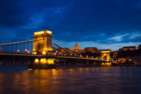 Szechenyi Chain Bridge and Royal Palaceのeditorial素材