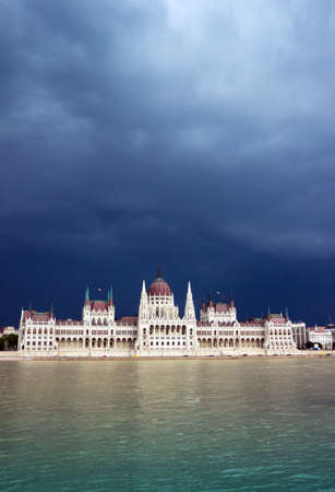 Black clouds over Hungarian Parliament Buildingのeditorial素材