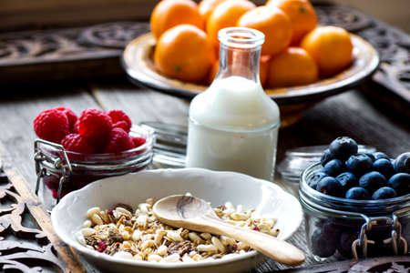 Healthy breakfast, diet and health concept
