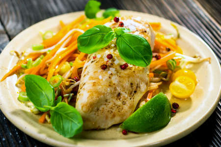 Roasted chicken breast with vegetable, coriander and lime