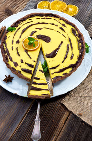 Orange pie with chocolate