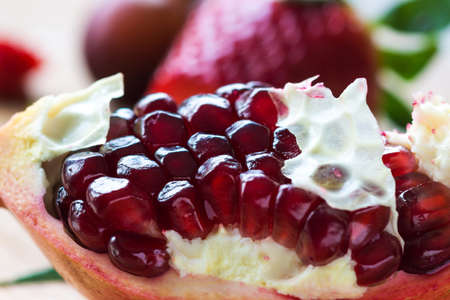 Pomegranate fruit seeds ,macro shot