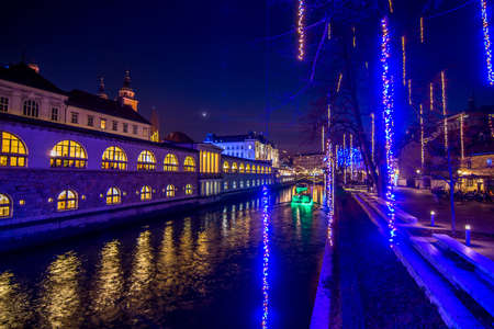 Ljubljana, capital of Slovenia in christmas decorationの写真素材