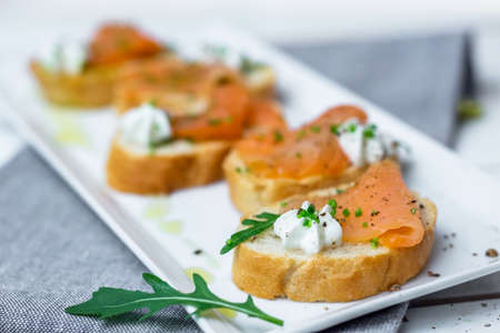 Smoked salmon appetizersの写真素材