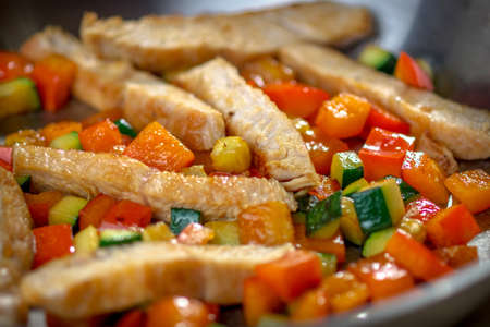 Healthy Roasted Chicken and Veggiesの写真素材