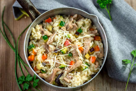 Risotto with meat and vegetableの写真素材