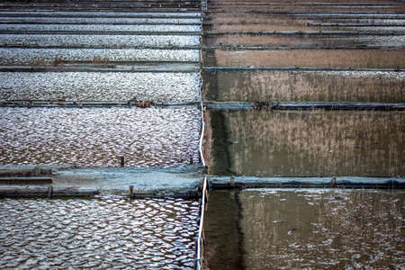 View of Salt evaporation ponds in Secovljeの写真素材