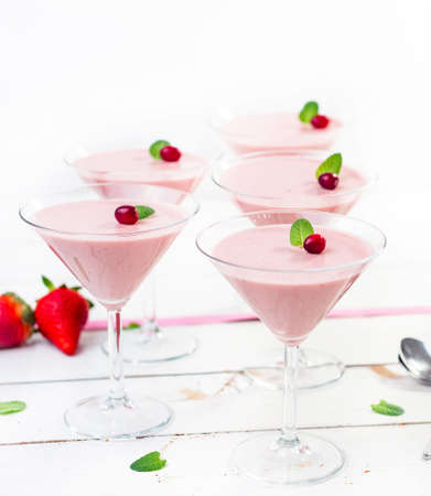 Homemade strawberry mousseの写真素材