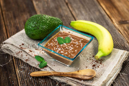 Vegan avocado banana chocolate puddingの写真素材
