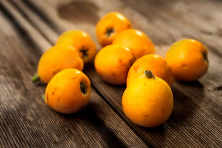 Chinese pear on rustic wooden backgroundの写真素材