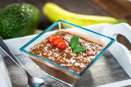 Vegan avocado banana chocolate puddingの写真素材