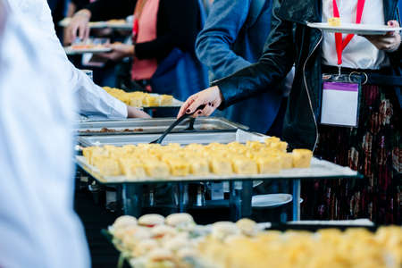 Details of different food at an event or convention congressの写真素材