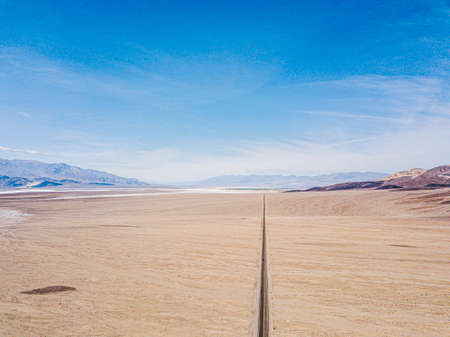 Aerial view of highway in the desert of USA California Death Valleyの写真素材