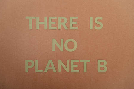 There is no planet b green cardboard letters on a craft paper background. Ecology conceptの写真素材