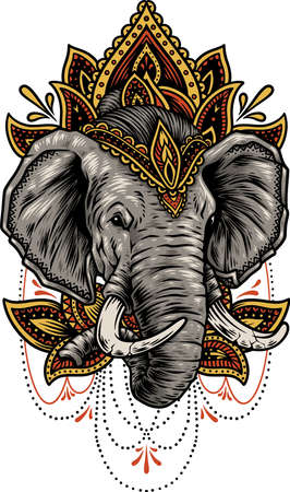 elephant mandala illustrationのイラスト素材