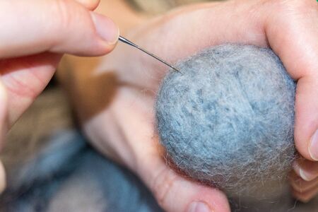 felting wool close-up hands