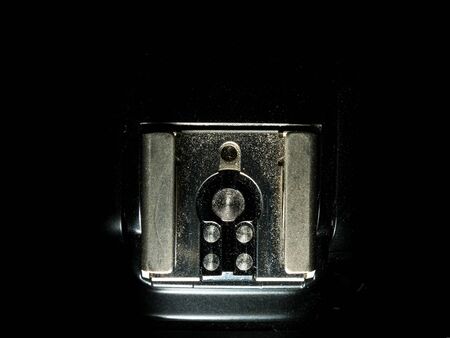 hot shoe on modern digital SLR mirrorless camera, contact for external flash connection