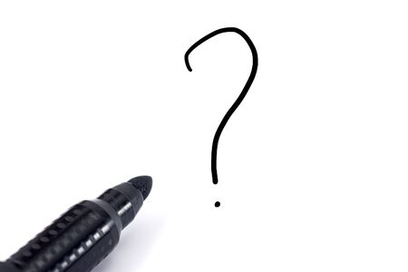 black marker isolated on white background with place under text and question mark, copyspaceの写真素材