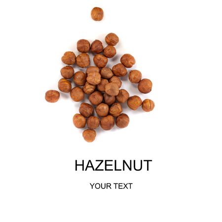 hazelnuts isolated on white background close-up macro, design, mockupの写真素材