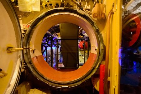 tight narrow passages and corridors inside the submarine