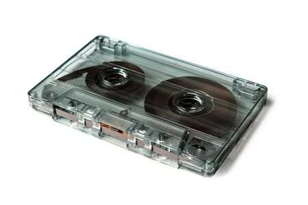 vintage old music cassette with film, with clean label isolated on white background, copy space, mocapの写真素材