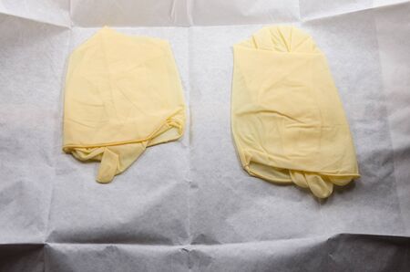 sterile surgical latex gloves on the table