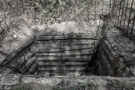 dangerous abandoned well, collapse, danger to lifeの写真素材