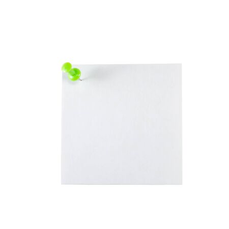 white sheet of paper pinned, mock up, copyspace isolated on white backgroundの写真素材