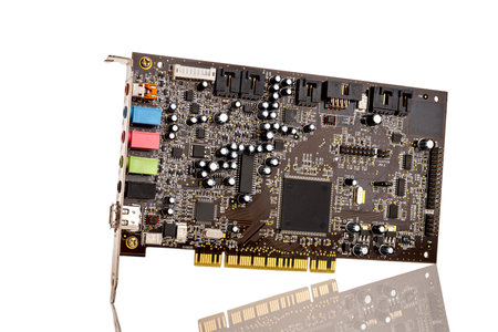 professional computer device external sound card for playback and recording, mixer, audio inputs and...