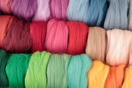 Wool for felting, needlework, merino, close-upの写真素材