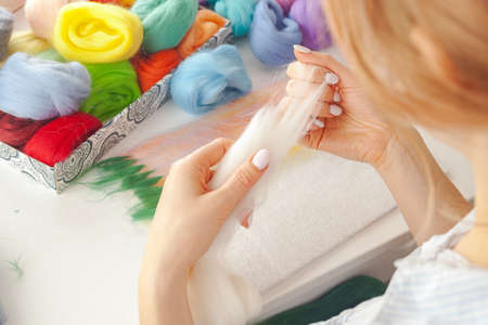 Hobbies and recreation wool felting multicolored, patterns and paintings, craft crafts and gifts,...