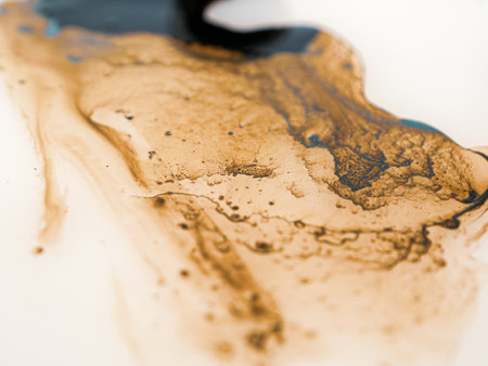 Spilled paint on background texture close-up selective focusの写真素材