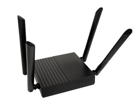 Wireless WiFi router with antennas for connecting and transmitting the Internet for home and office...