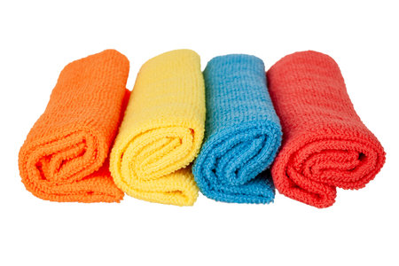 microfiber cleaning cloths isolated on white background close-upの写真素材