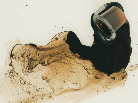 Spilled paint on background texture close-up selective focusの写真素材