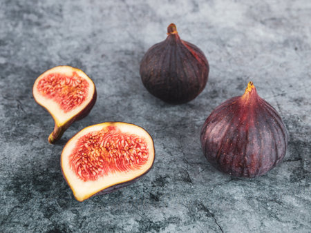Ripe sweet delicious fig fruits on background selective focus close-upの写真素材