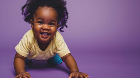 crawling on a purple background happyの素材