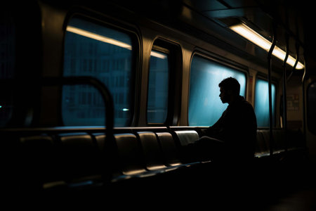 lonely man in the dark silhouette background symbolismの素材