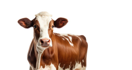 Cow calf bull isolated on white background close upの素材