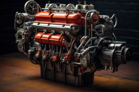 Motor internal combustion engine model illustration close-upの素材