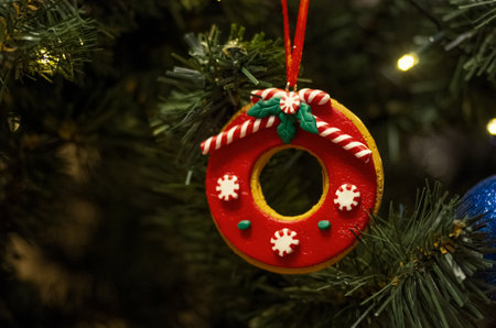 New Year decorations toys, Christmas preparations at home, selective focus, close-upの写真素材